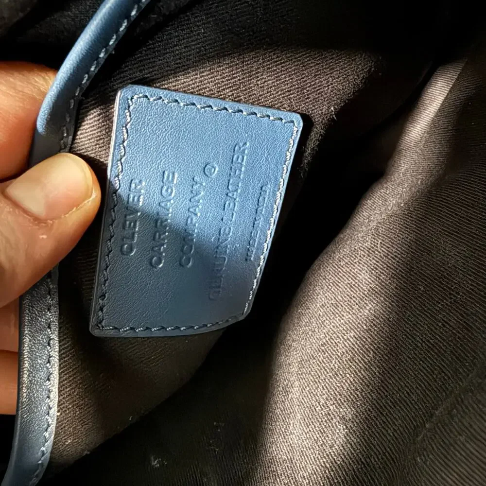 Clever Carriage Company Women's Crossbody Bag Purse‎ Leather Blue